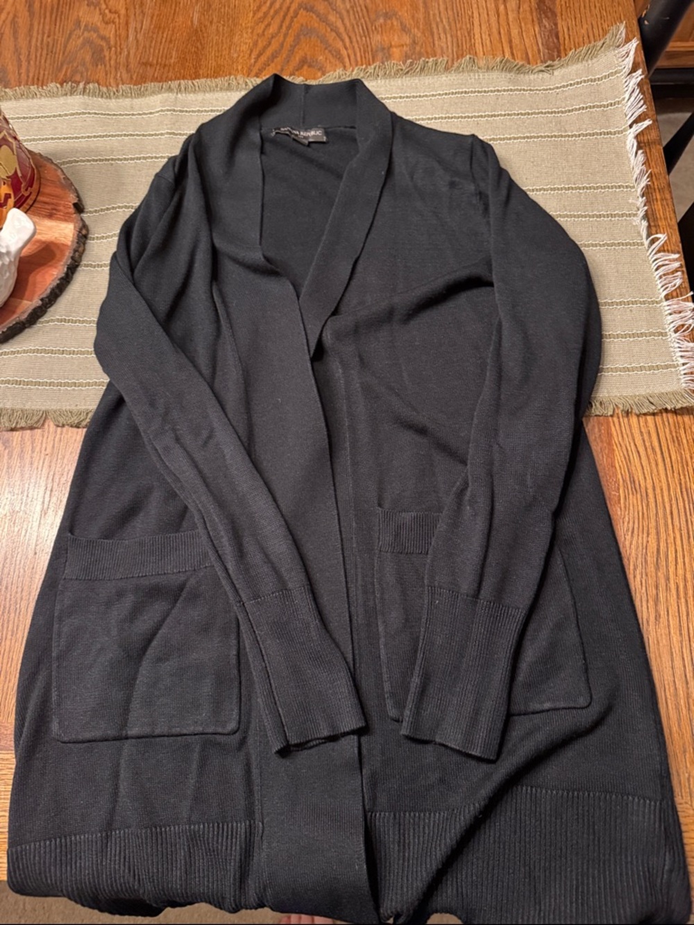 Banana Republic Black Open-Front Long Cardigan